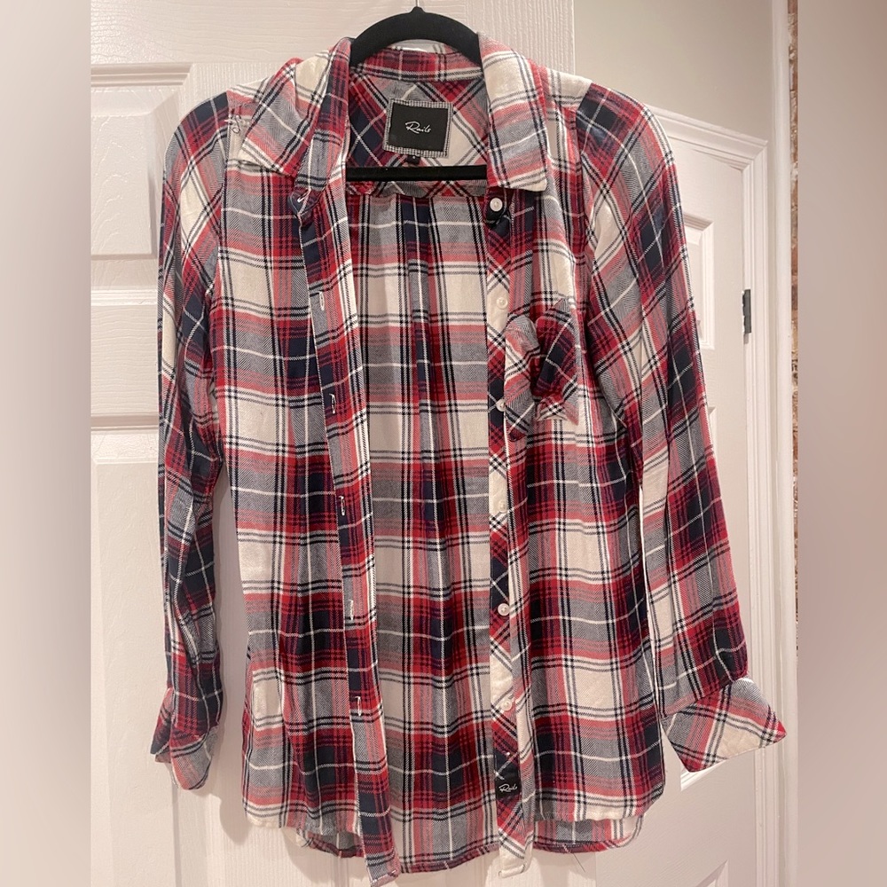 Rails Plaid Shirt (Red, Navy & White)
